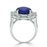 6Ct Oval Cut Blue Sapphire Dual Vintage Halo Engagement Ring 14K White Gold Over