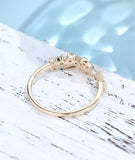 0.55ct Round Cut Moissanite Cluster Women Wedding Band 14k Yellow Gold Plated