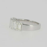 5ct Emerald Cut VVS1D Diamond Wedding Band Five Stone Women 14k WhiteGold Finish