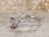 1.6ct Round Cut Peach Morganite Solitaire Engagement Ring 14k White Gold Finish