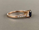 2ct Oval Blue Sapphire Three Stone Solitaire Engagement Ring 14k Rose Gold Over