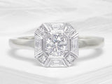 2.4ct Engagement Ring Round Cut Diamond Vintage Inspired 14k White Gold Finish