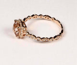 2.15ct Engagement Ring Cushion Cut Peach Morganite Halo 14k Yellow Gold Finish