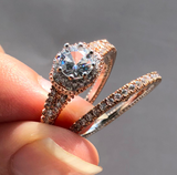 2ct Round Cut Diamond Engagement Ring 14k Dual Tone Finish Milgrain Bridal Set