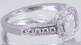 Halo Solitaire Engagement Ring 1.9ct Cushion Cut Diamond 14k White Gold Finish
