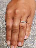 0.2ct Baguette Simulated Diamond Minimalist Trilogy Ring 14k White Gold Plated