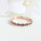 1ct Round Black Diamond Wedding Band Stackable Half Eternity 14k Rose Gold Over