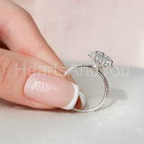 2.2ct Radiant Cut Simulated Diamond Halo Engagement Ring 14k White Gold Plated