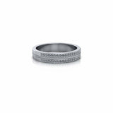 1ct Round Cut VVS1 Diamond Wedding Band 2 Row 3/4 Eternity 14k White Gold Finish