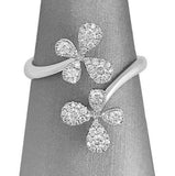 2Ct Round Cut Diamond Floral Open ByPass Engagement Ring 14K White Gold Finish