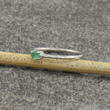 0.5ct Engagement Ring Oval Cut Green Emerald Minimalist 14k White Gold Finish