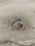 1.2ct Engagement Ring Round Cut Green Emerald Infinity Wave 14k Rose Gold Finish