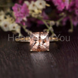 1ct Cushion Cut Simulated Morganite Solitaire Engage Ring 14k Rose Gold Plated