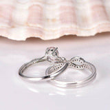 3.5ct Oval Cut Peach Morganite Trio Set Women Engagement Ring 14k WhiteGold Over