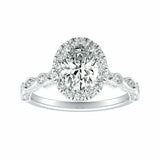 2Ct Oval Cut VVS1 Diamond Milgrain Vintage Engagement Ring 14K White Gold Finish
