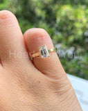 0.5ct Emerald Simulated Diamond Bezel Set Engagement Ring 14k Yellow Gold Plated