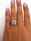 3Ct Radiant Cut VVS1/D Diamond Accent Halo Engagement Ring 14K White Gold Finish