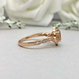 1.5ct Engagement Ring Oval Cut Peach Morganite Diamond Halo 14k Rose Gold Finish