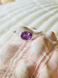 1ct Engagement Ring Oval Purple Amethyst Braided Solitaire 14k White Gold Finish