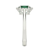 2ct Oval Cut Emerald Engagement Ring Diamond Halo Solitaire 14k White Gold Over