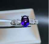 2.2ct Engagement Ring Oval Purple Amethyst Short Link Shank 14k White Gold Over