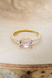 1ct Emerald Cut Simulated Morganite Solitaire Accents Ring 14k YellowGold Plated