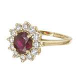 1.51ct Oval Cut Pink Ruby Engagement Ring Diamond Halo 14k Yellow Gold Finish