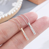 0.2ct Round Cut Moissanite Vertical Bar Pendant 14k White Gold Plated NO CHAIN