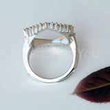 0.43ct Round Cut Moissanite Geometric Ring Guard Women 14K White Gold Plated