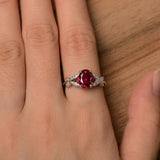 1.4ct Oval Cut Pink Ruby Butterfly Shape Engagement Ring 14k White Gold Finish