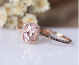 2ct Oval Cut Peach Morganite Engagement Ring 18k RoseGold Finish Halo Bridal Set