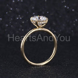 0.45ct Round Cut Moissanite Hidden Halo Solitaire Ring 14k Yellow Gold Plated
