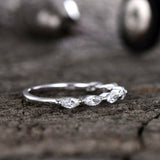 0.48ct Marquise Cut Diamond Stackable Petite Minimal Band 14k White Gold Finish