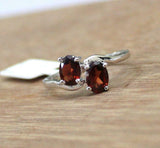 2ct Engagement Ring Oval Cut Red Garnet Two Stone Solitaire 14k WhiteGold Finish