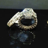 8Ct Emerald Cut Diamond Iced Bridal Set Eternity Ring Band 14K White Gold Finish