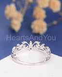 0.1ct Round Cut Moissanite Princess Crown Engagement Ring 14k White Gold Plated