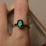 2.25ct Engagement Ring Oval Cut Green Emerald Solitaire 14k White Gold Finish