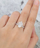 2.4ct Pear Cut Simulated Diamond Bridal Set Crown Tiara 14k White Gold Plated