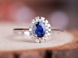 2.3ct Oval Cut Simulated Sapphire Cocktail Engagement Ring 14k White Gold Plated