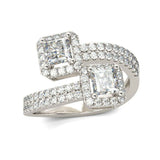 3Ct Princess Cut Diamond Halo Bypass Engagement Ring Women 14K White Gold Finish