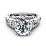 2ct Round Cut VVS1 Diamond Engagement Ring 14k White Gold Finish Filigree Hollow
