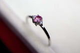 0.2ct Engagement Ring Oval Pink Sapphire Dainty Minimalist 14k White Gold Finish