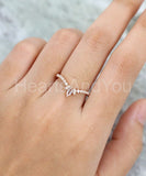 1ct Marquise Cut Simulated Morganite Chevron Stacking Band 14k Rose Gold Plated