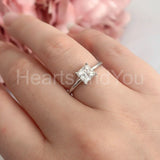 0.2ct Princess Simulated Diamond Solitaire Engagement Ring 14k White Gold Plated