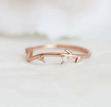 0.2ct Round Diamond Engagement Ring 14k Rose Gold Finish Floral Branch Leaf Vine