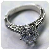4Ct Round Cut Diamond Exquisite Vintage Solitaire Queen Ring 14K White Gold Over