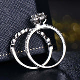 2ct Round Cut Diamond Halo Bridal Set Band Engagement Ring 14k White Gold Finish