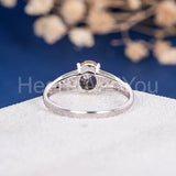 2ct Oval Cut Simulated Morganite Cluster Infinity Ring 14k White Gold Plated
