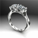 3Ct Round Cut Diamond Two Stone Cocktail Engagement Ring 14K White Gold Finish