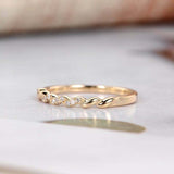 0.6ct Round Cut Diamond Wedding Band Minimalist 14k Yellow Gold Finish